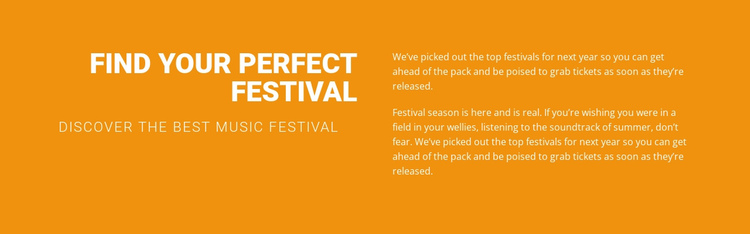 Find your perfect festival  One Page Template