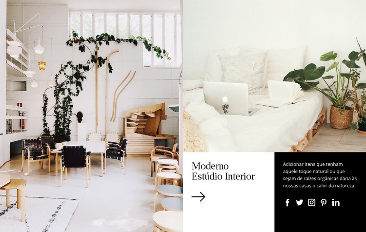 Projetos de design de interiores de luxo Maquete do site
