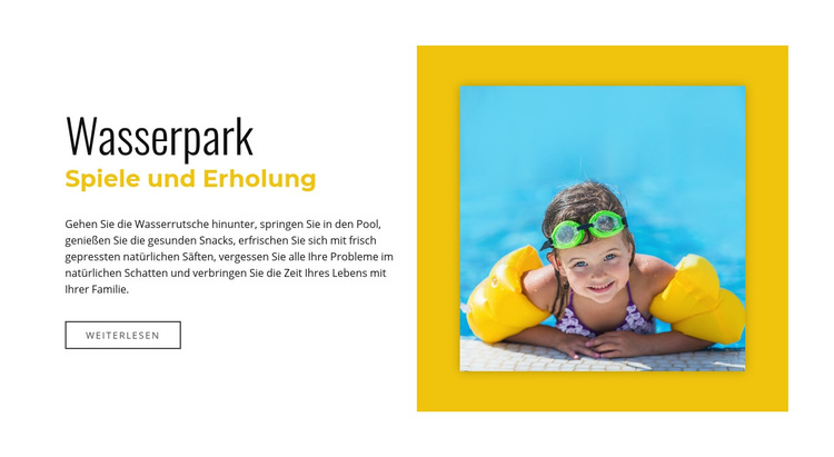 Aquapark Spiele und Erholung Website-Vorlage