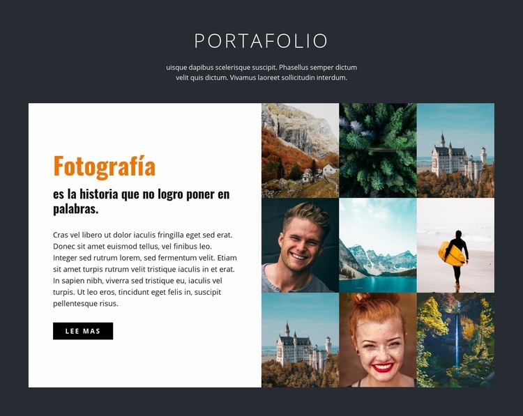 Portafolio de fotografía profesional Diseño de páginas web
