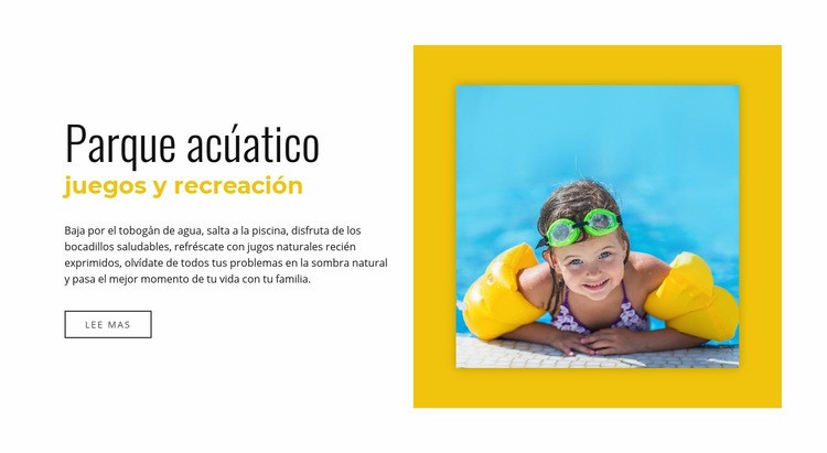 Juegos y recreación en el parque acuático Maqueta de sitio web