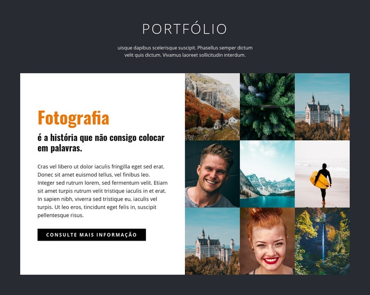 Portfólio de fotografia profissional Construtor de sites HTML