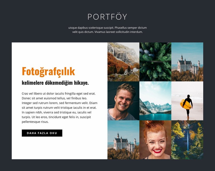 Profesyonel fotoğrafçılık portföyü Web sitesi tasarımı