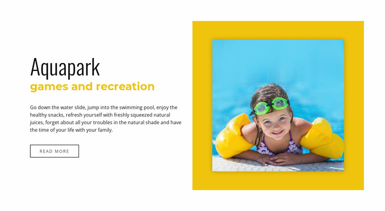 Aquapark games and recreation Website Mockup