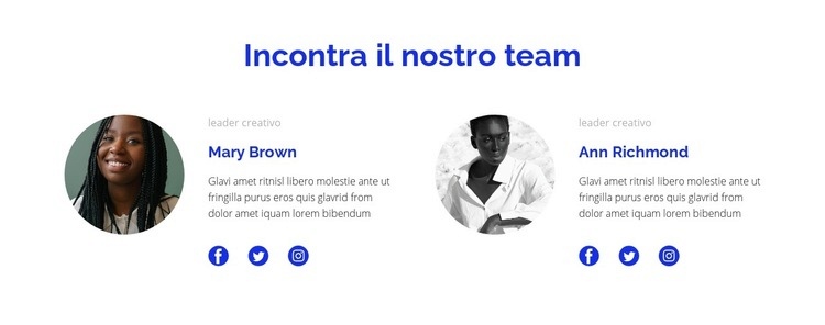 Due persone del team Costruttore di siti web HTML