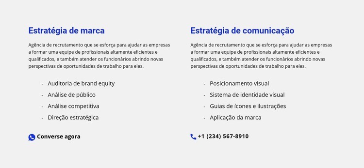 Bate-papo e telefone Design do site