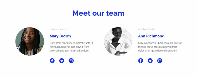 Two people from the team Website Template