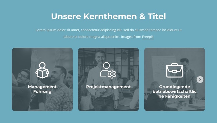 Unsere Kernthemen und Titel Joomla Vorlage