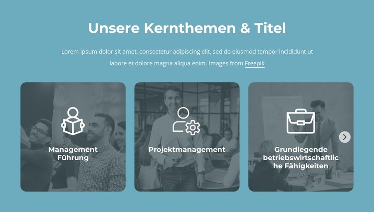 Unsere Kernthemen und Titel Website-Modell