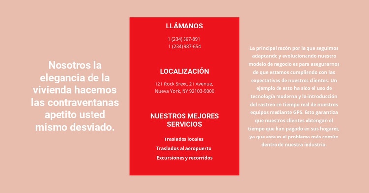 Datos de contacto y texto Plantilla