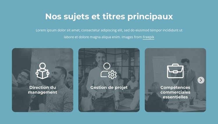 Nos sujets et titres principaux Conception de site Web