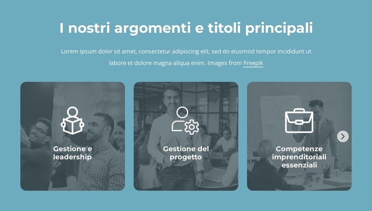 I nostri argomenti e titoli principali Progettazione di siti web