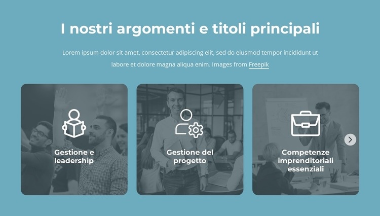 I nostri argomenti e titoli principali Modello