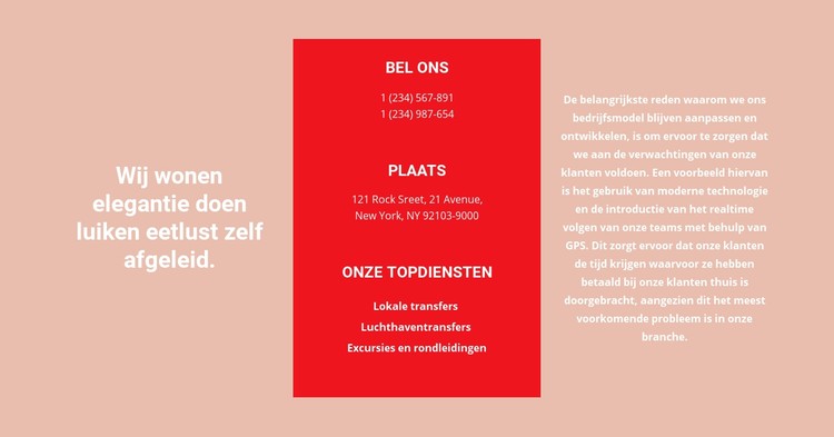 Contactgegevens en tekst CSS-sjabloon