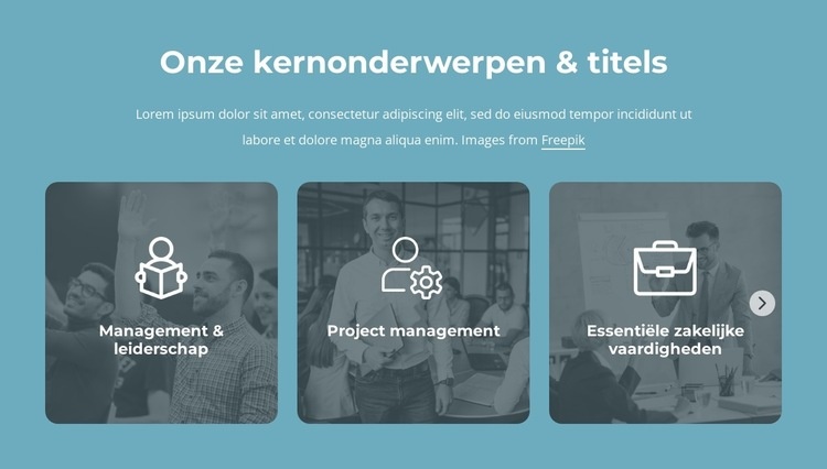 Onze kernonderwerpen en titels Html Website Builder