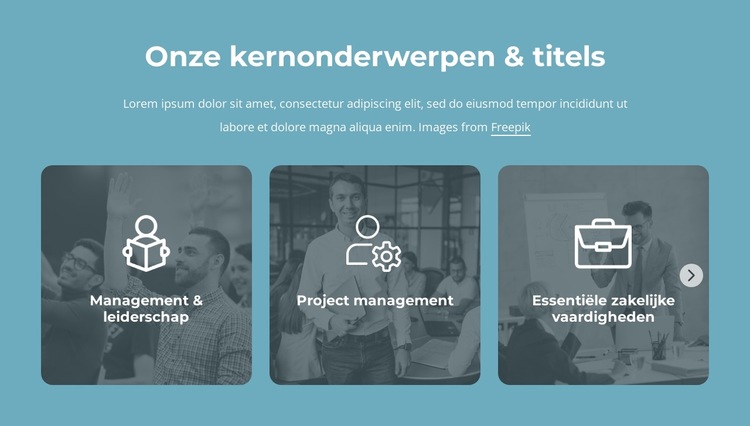 Onze kernonderwerpen en titels Website sjabloon