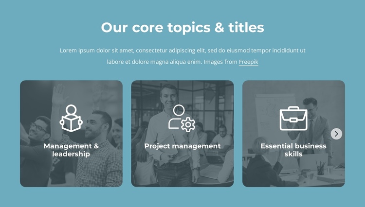 Our core topics and titles One Page Template