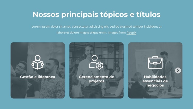 Nossos principais tópicos e títulos Modelo HTML