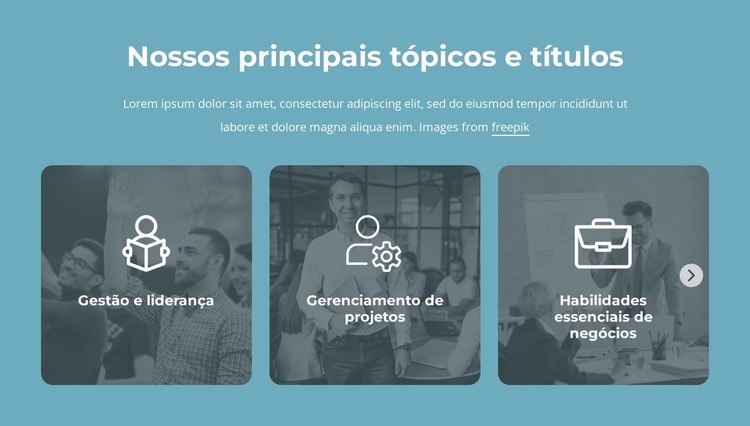 Nossos principais tópicos e títulos Modelo