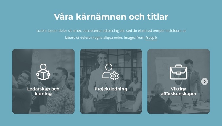 Våra kärnämnen och titlar CSS -mall