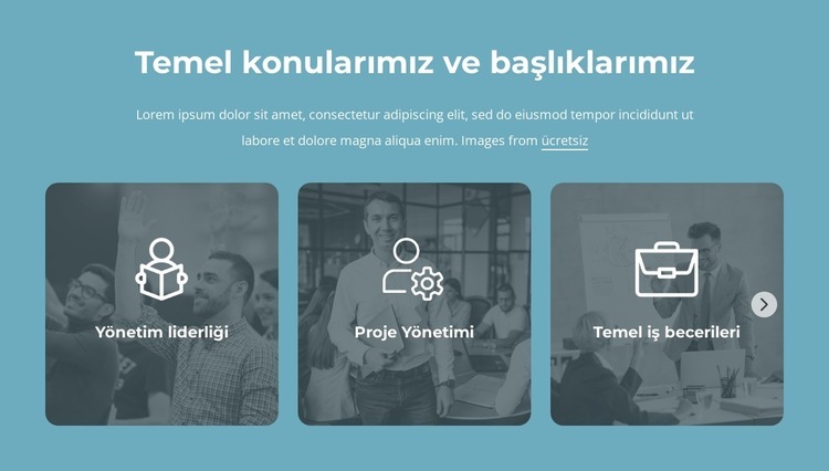 Temel konularımız ve başlıklarımız Web Sitesi Mockup'ı