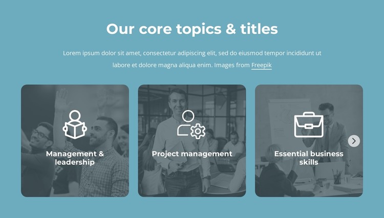 Our core topics and titles Web Design