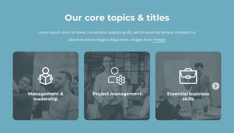 Our core topics and titles Webflow Template Alternative