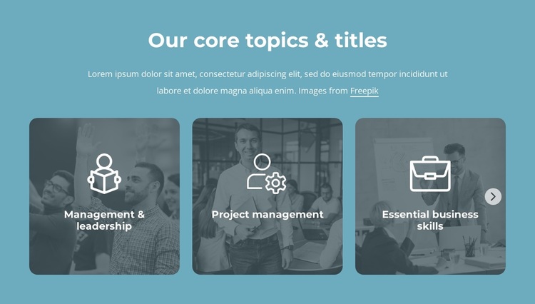 Our core topics and titles Website Design
