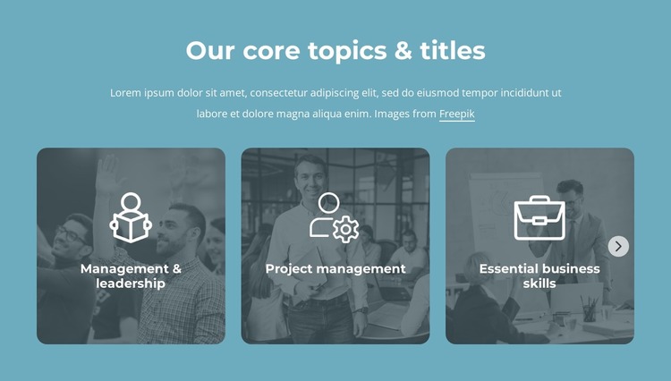 Our core topics and titles Website Mockup