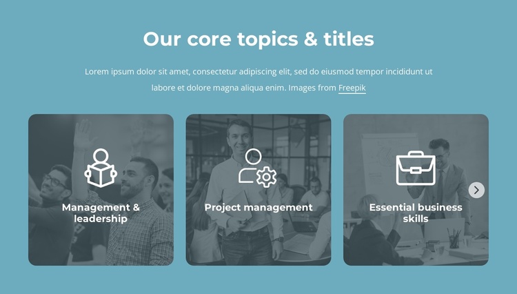 Our core topics and titles Landing Page