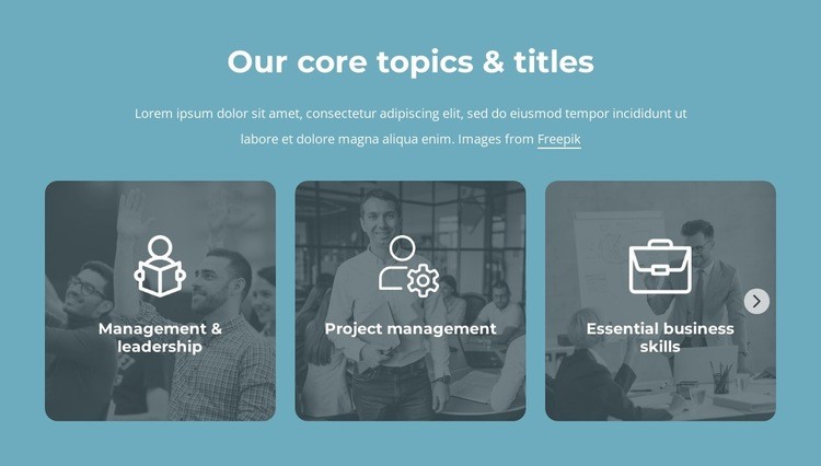 Our core topics and titles Wix Template Alternative