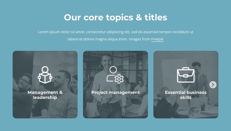 Our core topics and titles WordPress Theme