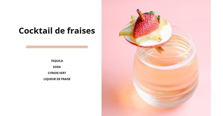 Cocktail de fraises Maquette de site Web