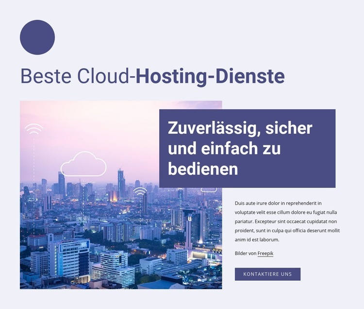 Beste Cloud-Hosting-Dienste Eine Seitenvorlage