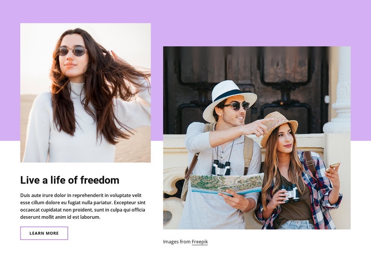 Live a life of freedom Homepage Design