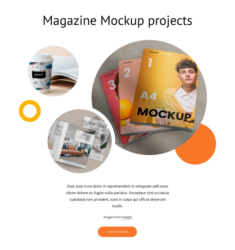 Magazine mockups One Page Template
