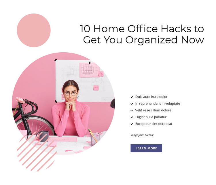 10 Home office hacks Website Mockup