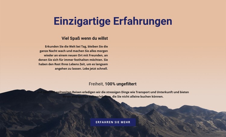 Einzigartige Erlebnisse CSS-Vorlage