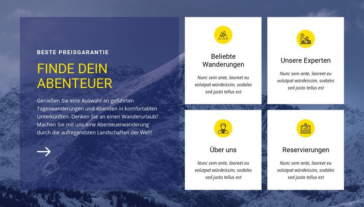 Finde unser Abenteuer Website Builder-Vorlagen