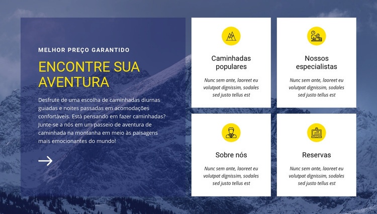 Encontre nossa aventura Construtor de sites HTML