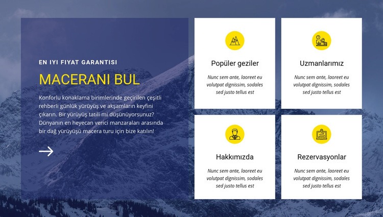 Maceramızı bulun Web Sitesi Oluşturucu Şablonları