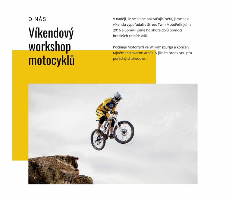 Motocyklový víkendový workshop Šablona webové stránky