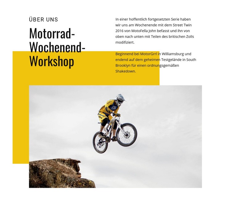 Motorrad-Wochenend-Workshop Eine Seitenvorlage