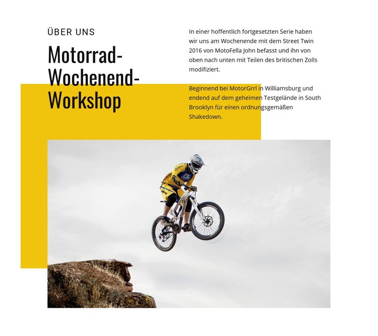 Motorrad-Wochenend-Workshop Website-Modell