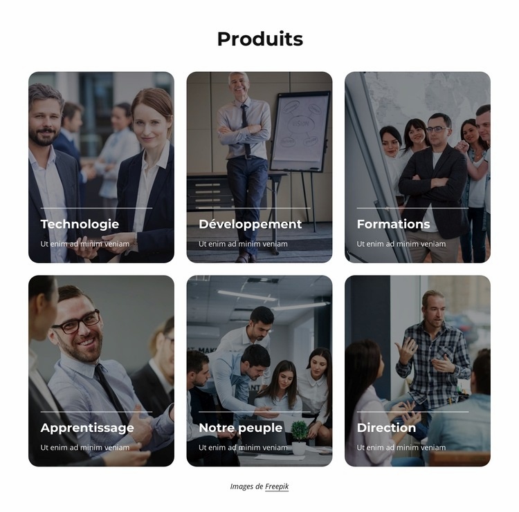 Nos produits et services Modèle HTML5