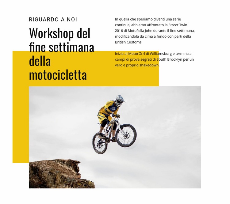 Workshop weekend in moto Mockup del sito web