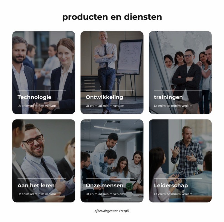 Onze producten en diensten Bestemmingspagina