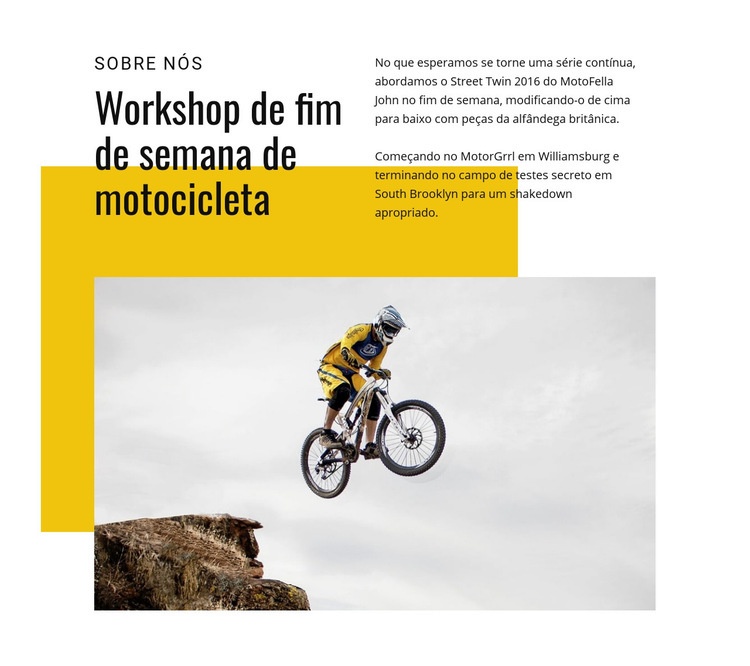 Workshop de fim de semana de motocicleta Construtor de sites HTML