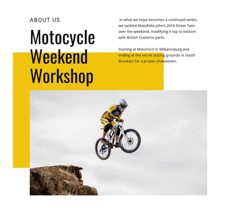 Motocycle weekend workshop Squarespace Template Alternative