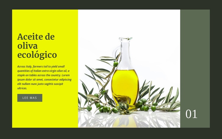 Aceite de oliva ecológico Maqueta de sitio web